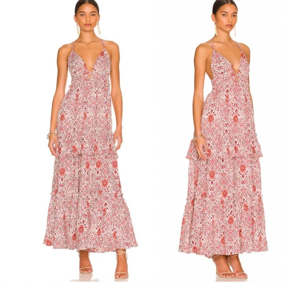 Cami NYC Red and White Printed Maxi Dress - Picture 1 of 9